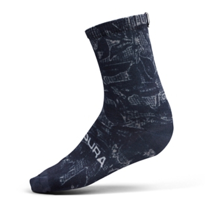 ENDURA, Sportsocken, GRID FLORAL LTD PRINT SOCK  BK, Grösse: S-M, Farbe: schwarz