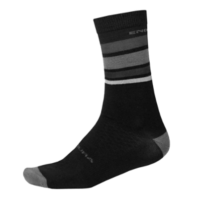 ENDURA, Sportsocken, BAABAA MERINO STRIPE SOCK MB, Grösse: L-XL, Farbe: schwarz