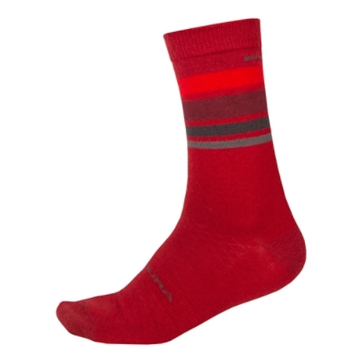 ENDURA, Sportsocken, BAABAA MERINO STRIPE SOCK RD, Grösse: S-M, Farbe: rot