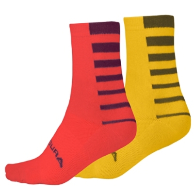 ENDURA, Sportsocken, COOLMAXｮ STRIPE 2-P SOCKS PO, Grösse: S-M, Farbe: rot