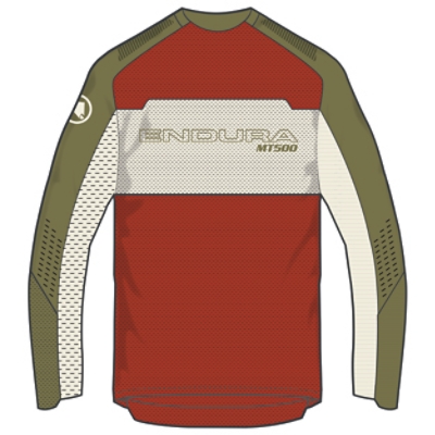 Endura, Long sleeve, SINGLETRACK CORE PRINTED L/S T, Grösse: S, Farbe: rot