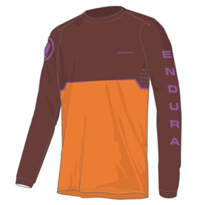 Endura, Velotrikot, SINGLETRACK L/S PRINT TEE, Grösse:S, Farbe:orange