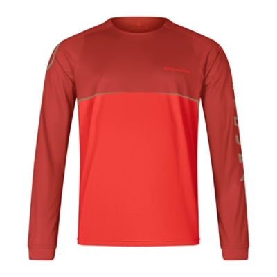 ENDURA, Velotrikot, CORE PRINTED L/S TEE FRD, Grösse: M, Farbe: rot