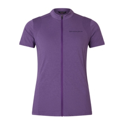 ENDURA, Velotrikot, WOMEN'S LOOP S/S ZIPPED JERSEY HTR, Grösse: L, Farbe: violette