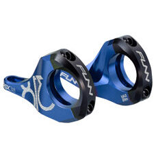 FUNN, STEM, RSX STEM Ø31.8, AL6061 FULL CNC, 31.8mm,RS Boxxer design,Adjustable 45mm&50mm Ext., 31.8 mm - 30mm Rise, Anodised Blue, w/black faceplate