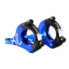 FUNN, STEM, RSX STEM Ø31.8, AL6061 FULL CNC, 31.8mm,RS Boxxer design,Adjustable 45mm&50mm Ext., 31.8 mm - 20mm Rise, Anodised Blue, w/black faceplate